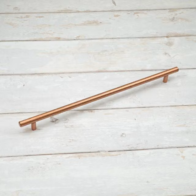 Smooth T-Bar Cabinet Handle in Brushed Antique Copper, Length: 380 mm