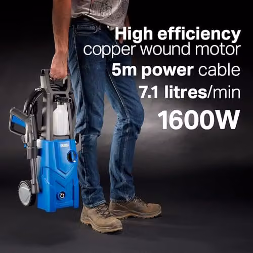 Draper PW1600 Electric Pressure Washer, 135 Bar, Blue – 5