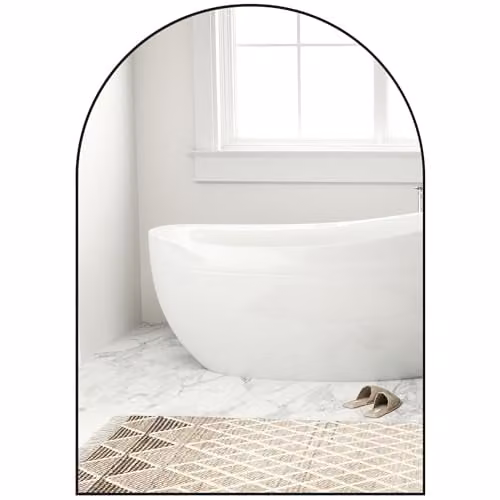 HOMCOM Arch Wall Mirror with Black Metal Frame, W: 50 cm, H: 70 cm