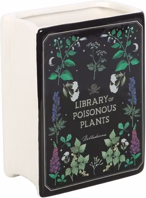 KDMK Poisonous Plants Book Vase, Black Ceramic Floral Tabletop Decor