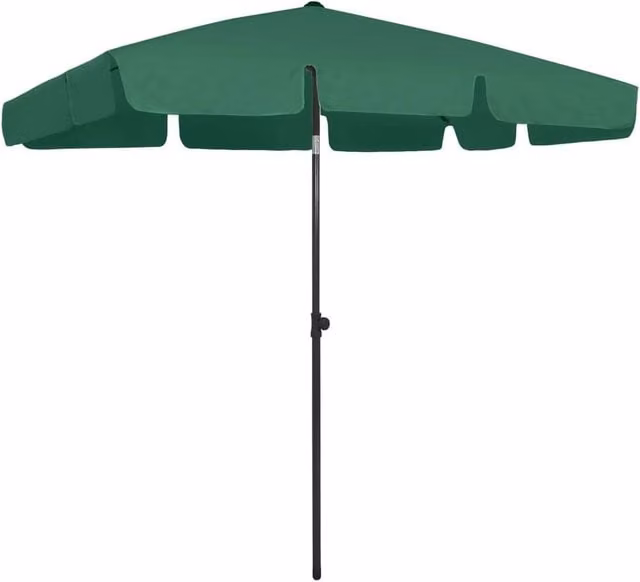 Berkfield Home Green Polyester Beach Umbrella W/D/H: 200 x 125 cm