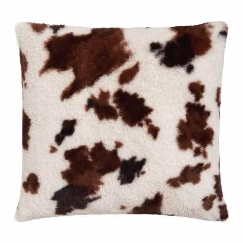 Fusion Cow Print Faux Fur Square Cushion in White and Multicolour, W/D/H: 43 x 43 x 43 cm – 5