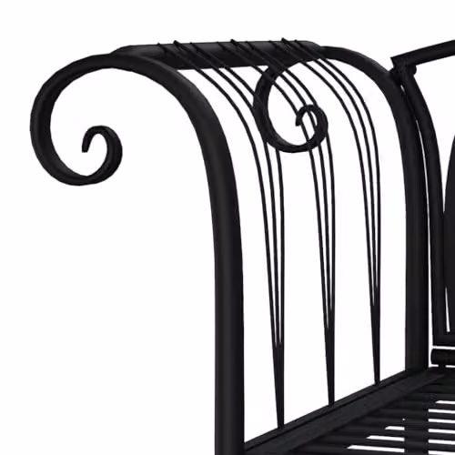 vidaXL 2-Seater Garden Bench in Black Powder Coated Steel with Armrests – 3