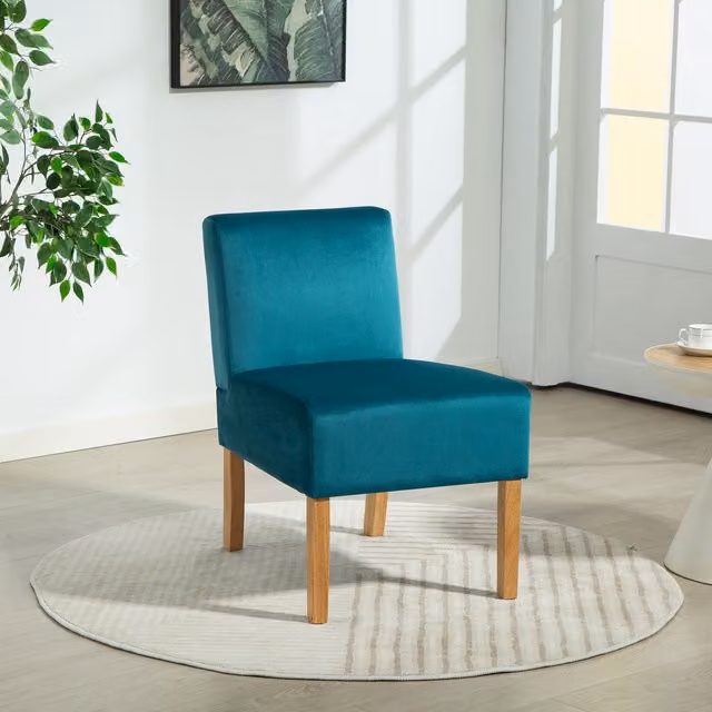 Artemis Home Modern Petrol Blue Velvet Fabric Armless Accent Chair
