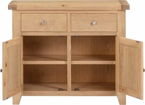 Seconique Windsor 2 Door 2 Drawer Sideboard in Natural Oak, W/D/H: 81.5 x 40 x 81.5 cm – 3