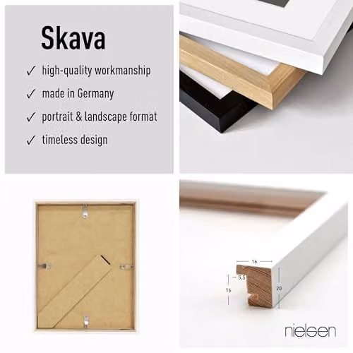 Nielsen Design Skava Rectangular Wooden Picture Frame in White with Glass Front, W/H: 13 x 18 cm – 2