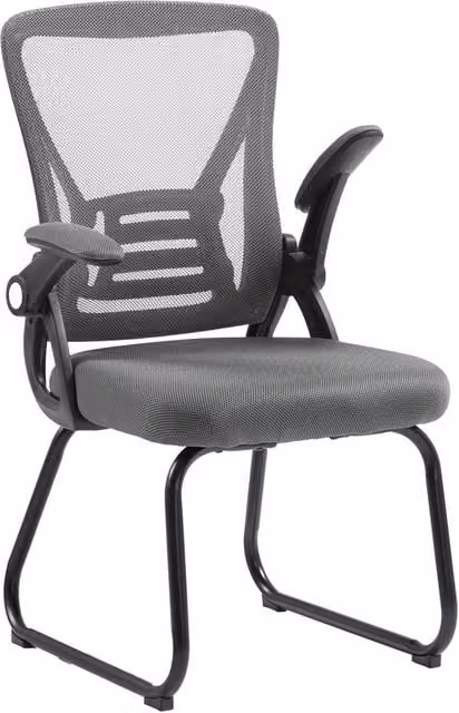HOMCOM Office Chair with Mesh Backrest and Steel Legs in Dark Grey – 1