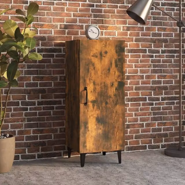 Berkfield Home Smoked Oak Sideboard in Brown, W/D/H: 34.5 x 34.5 x 90 cm