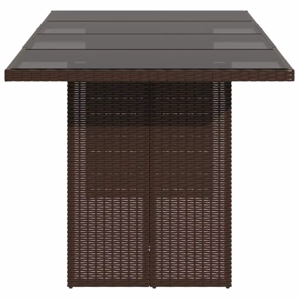 Berkfield Home Brown Poly Rattan Garden Table with Glass Top, W/D/H: 190 x 80 x 74 cm – 4