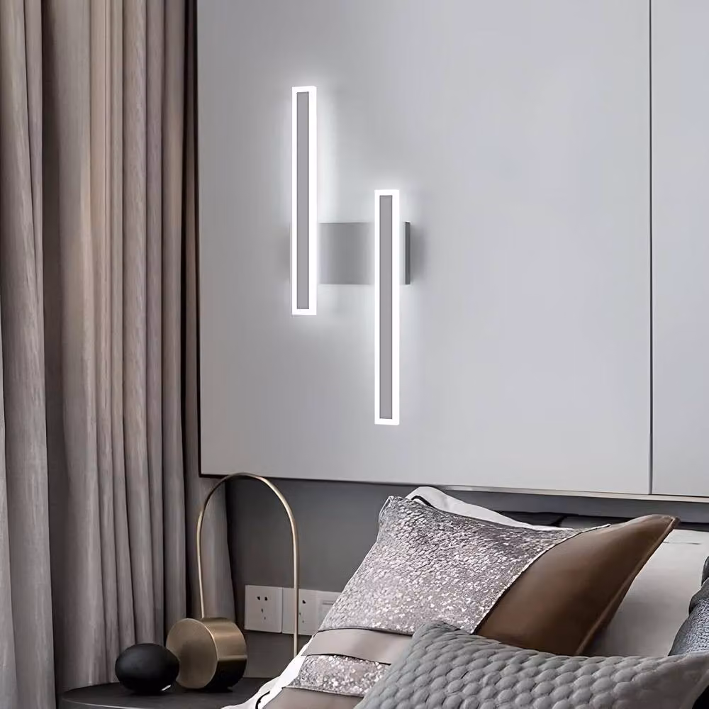 COMELY Modern LED Indoor Wall Light, Silver Acrylic and Aluminium Linear Up and Down Accent Light, H 46.0 cm x W 18.0 cm x D 18.0 cm – 2