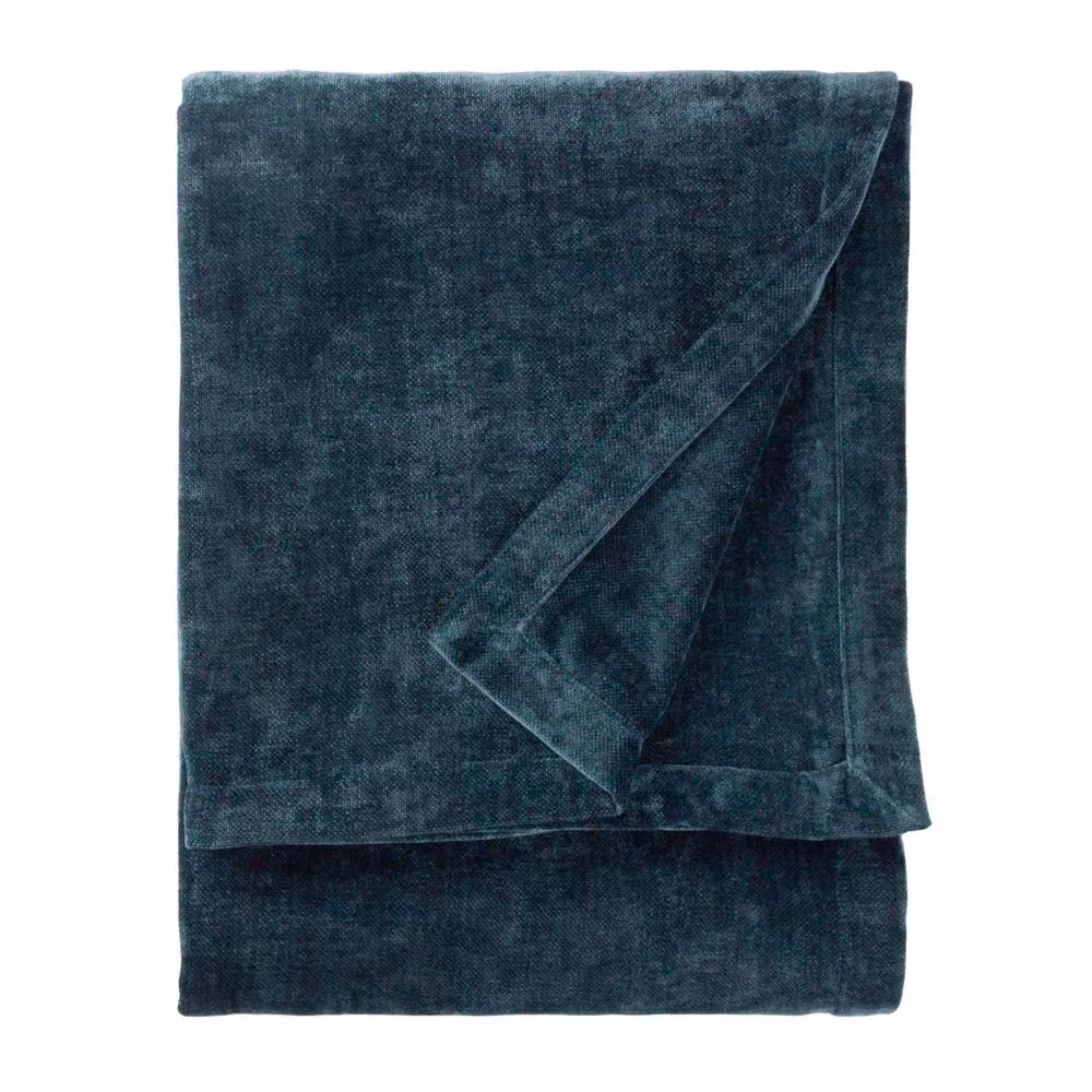 Yard Heavy Chenille Velvet Throw in Blue, W: 150 cm, L: 200 cm – 2