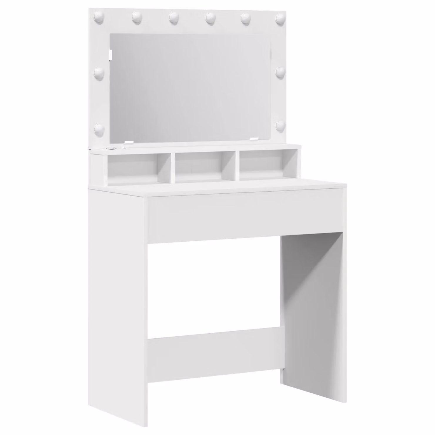 Berkfield Home White Modern Dressing Table with Hollywood LED Lights, W/D/H: 79 x 41 x 135 cm – 2