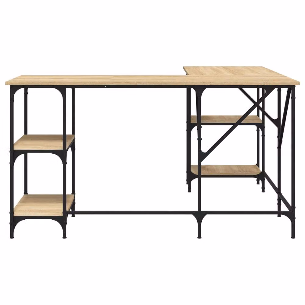 Berkfield Home Sonoma Oak Corner Desk in Beige and Brown, W/D/H: 139 x 139 x 75 cm – 3