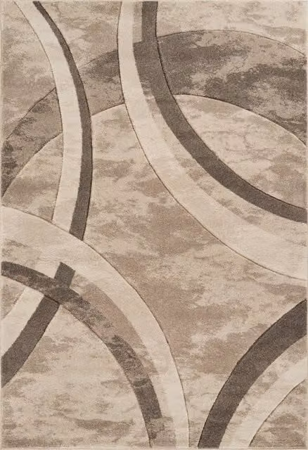 Desire Rugs Santiago Modern Patterned Carved Area Rug in Beige, W: 200 cm, D: 290 cm