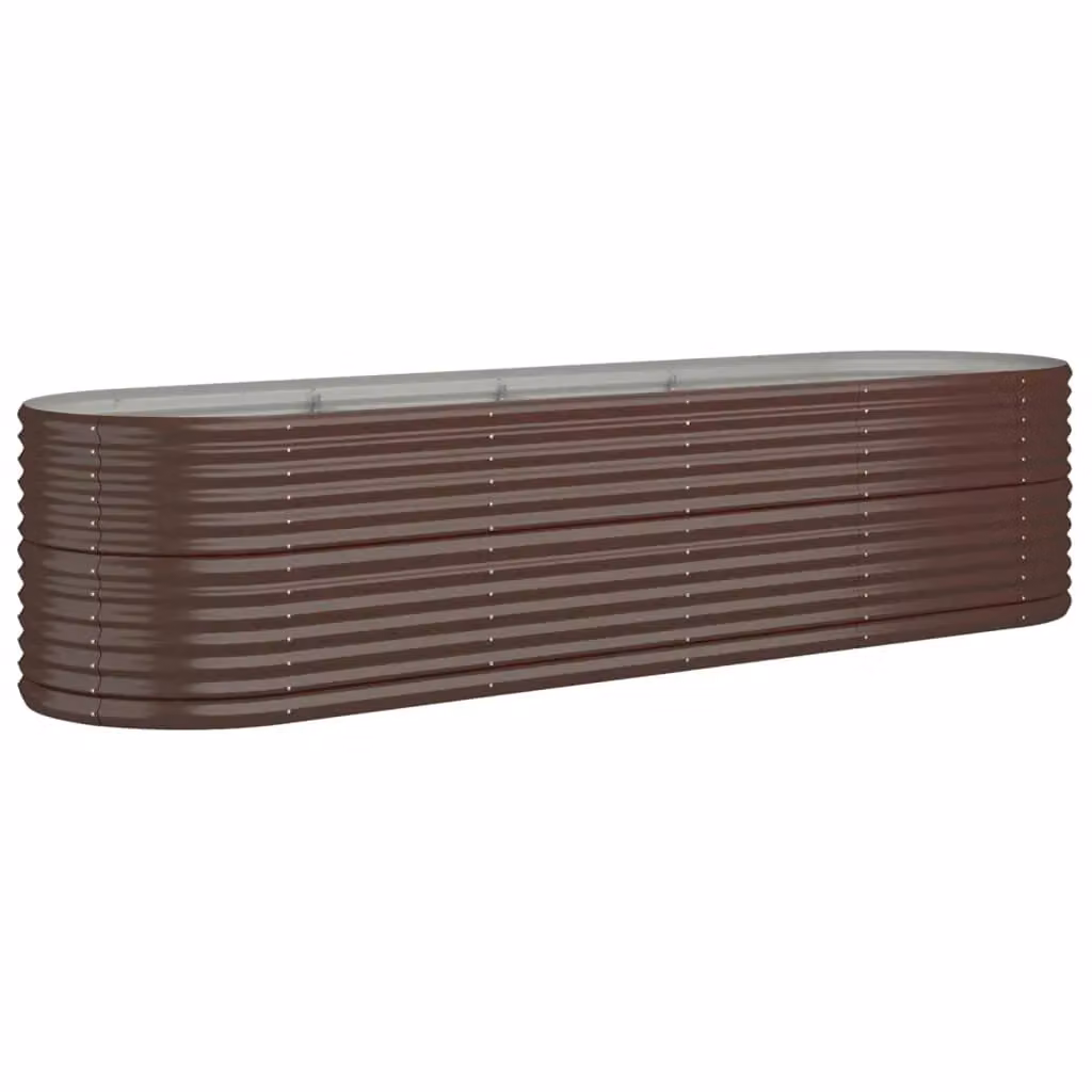 Berkfield Home Garden Powder-coated Steel Raised Bed in Brown, W/D/H: 296 x 80 x 68 cm – 2