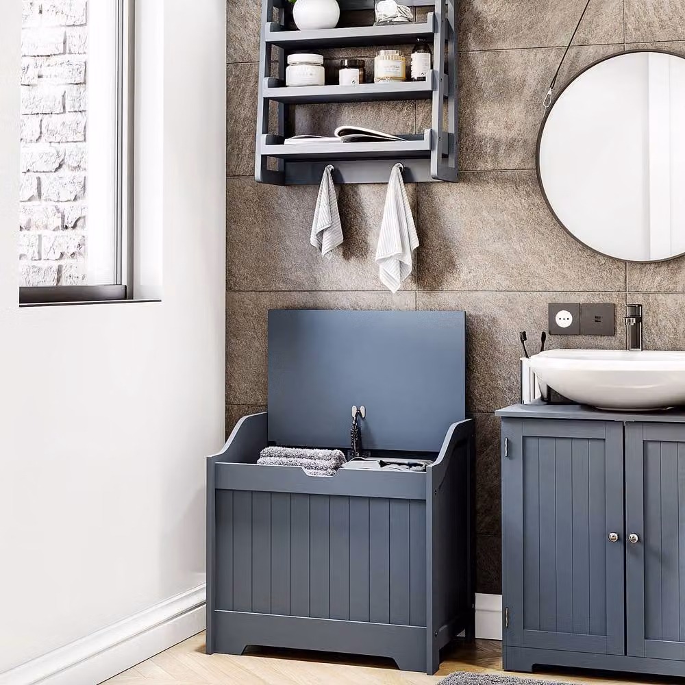 HD Designs Modern Matt Grey Freestanding Laundry Chest and Bathroom Storage Unit – 1