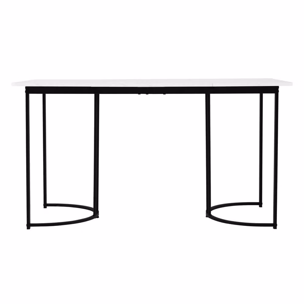 ModernLuxe White Marble Look Rectangular Dining Table with Metal Frame – 5
