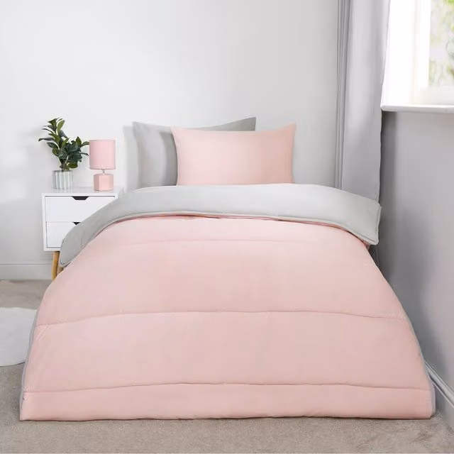 OHS Pink 10.5 Tog Hollow Fibre Coverless Duvet and Pillowcase Set
