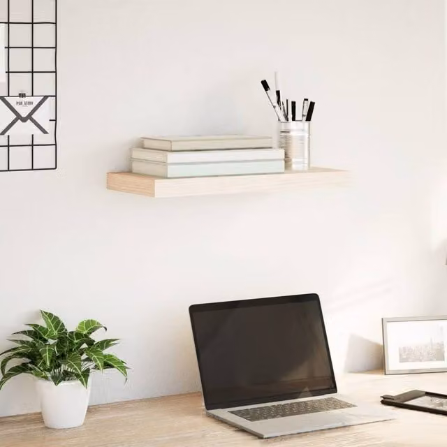 Berkfield Home Floating Wall Mounted Shelf in Beige MDF, W: 50 cm, D: 23.5 cm, H: 4 cm – 1