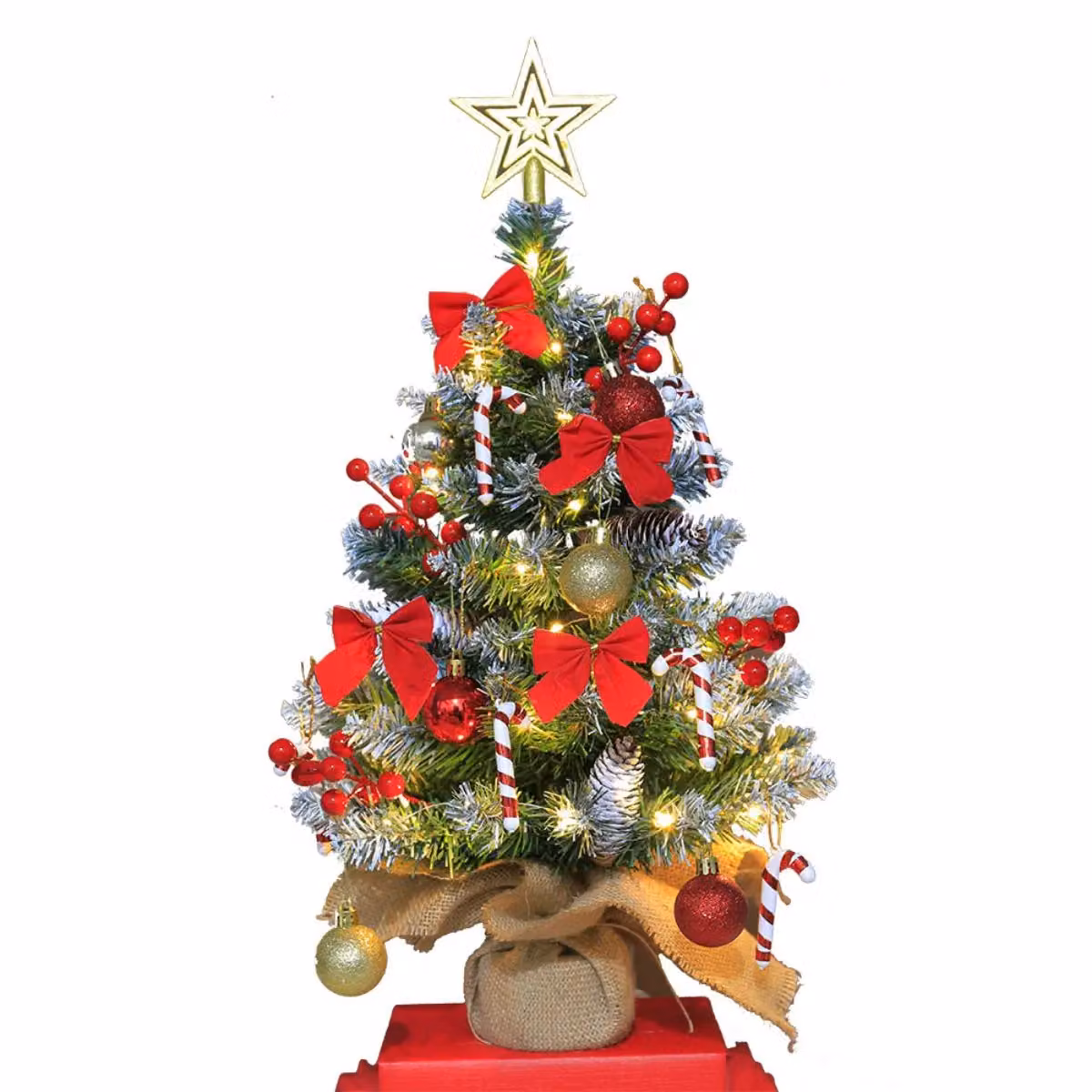 Leaper Compact Mini Christmas Tree Desktop Decoration Kit in Green, Gold, Red and White, Height: 60 cm – 2