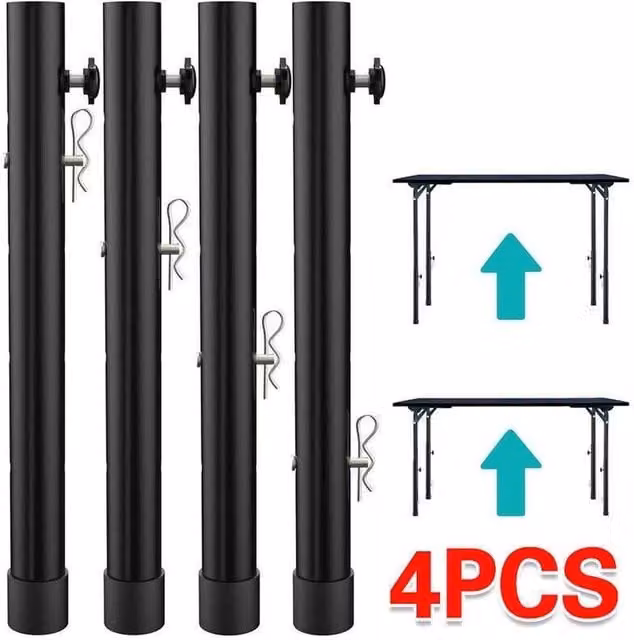 PAWNORA 4-Piece Folding Table Leg Extenders, Black, Height: 44 cm – 1
