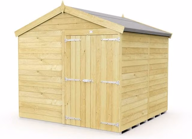 Buttercup Farm Apex Wooden Shed with Double Doors in Brown, W231 x D243 x H217 cm – 1