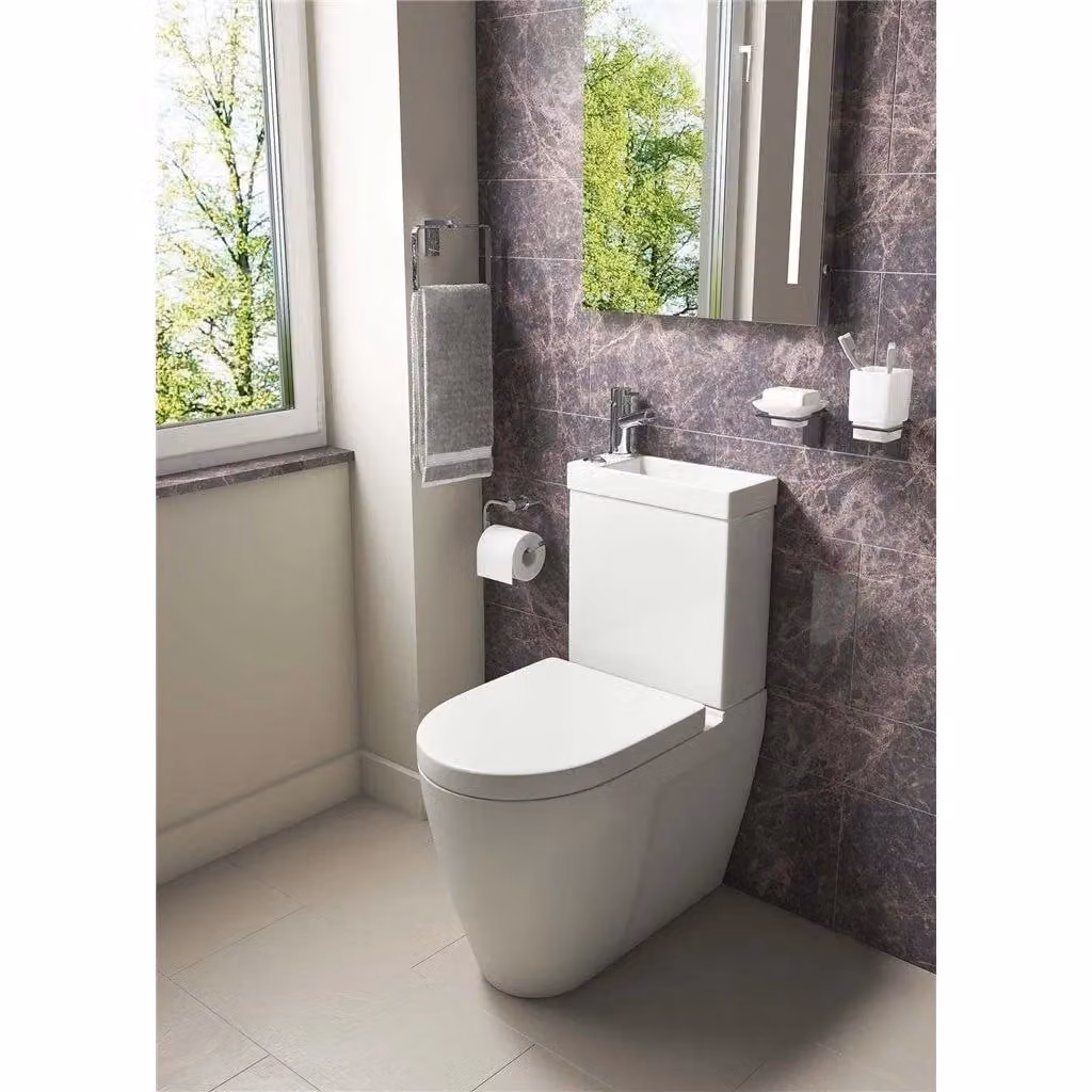 Clifton Floor Standing Rimless Short Pan Toilet Set with Soft Close Seat in White – 2