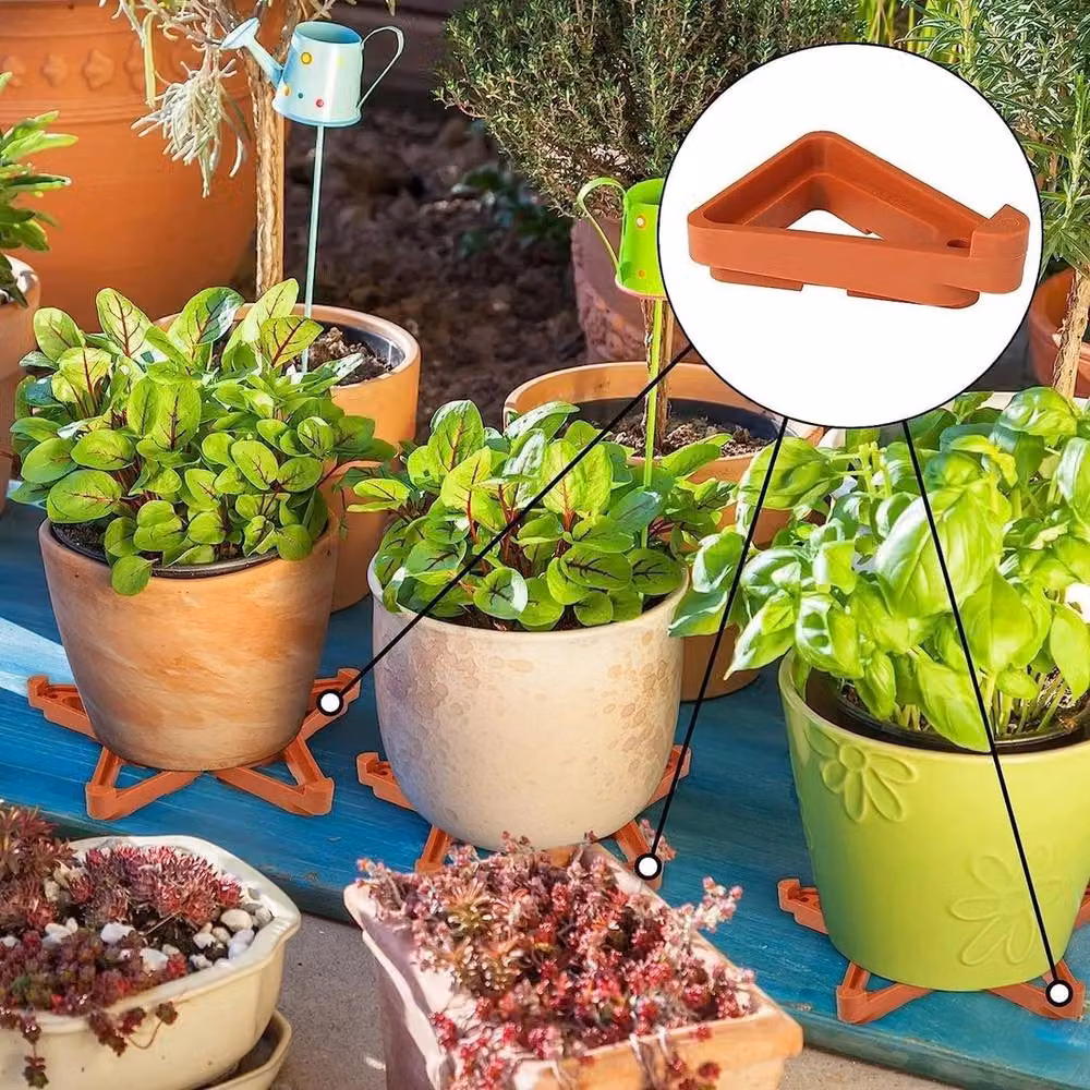 SPETLEK 24-Piece Invisible Low Profile Plastic Flower Pot Feet in Orange – 4
