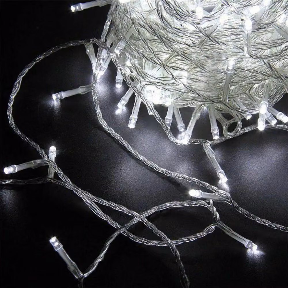 Shatchi 1000 Cool White LED String Lights with Transparent Cable, 100m – 3