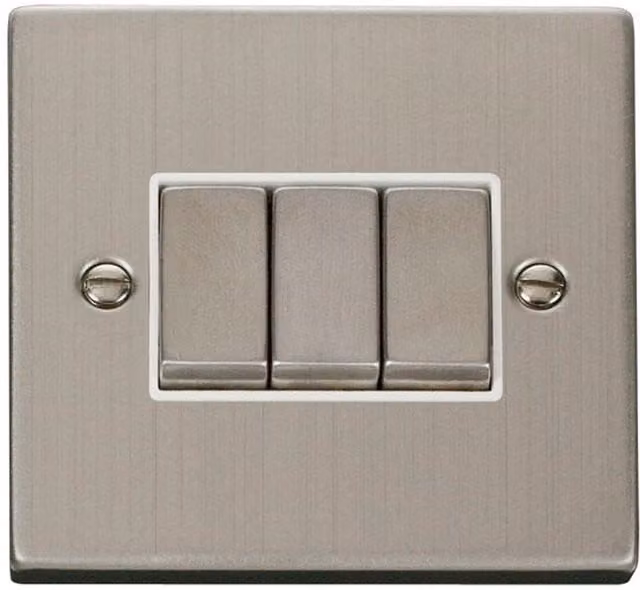 SE HOME Stainless Steel 2 Way Flush Light Switch in White and Silver