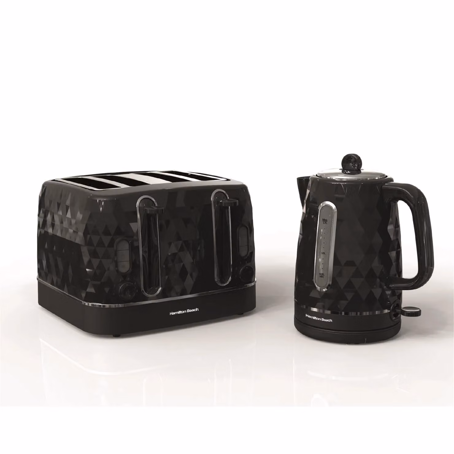 Hamilton Beach Diamond Textured Kettle and 4 Slice Toaster Set in Black – 2