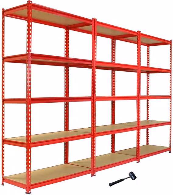 Monstershop 3 x Z-Rax Red Metal and MDF Freestanding Racking Units, W/D/H: 90 x 45 x 183 cm – 1