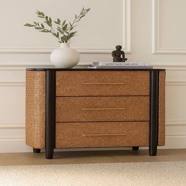 Artisan Furniture Havana Weave 3 Drawer Chest in Brown Mango Wood and Rattan