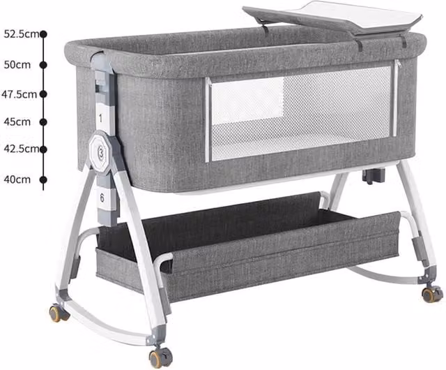 NESTLUNE Baby Bedside Crib Sleeper Bassinet in Grey, W/D/H: 60 x 120 cm