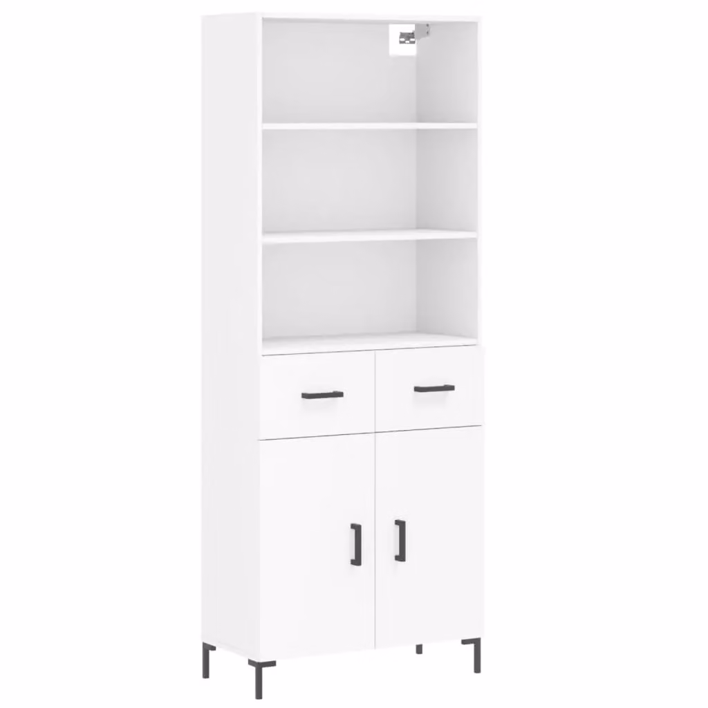 Berkfield Home White Modern Highboard with Hinged Doors and Internal Shelves, W/D/H: 69.5 x 34 x 180 cm – 2