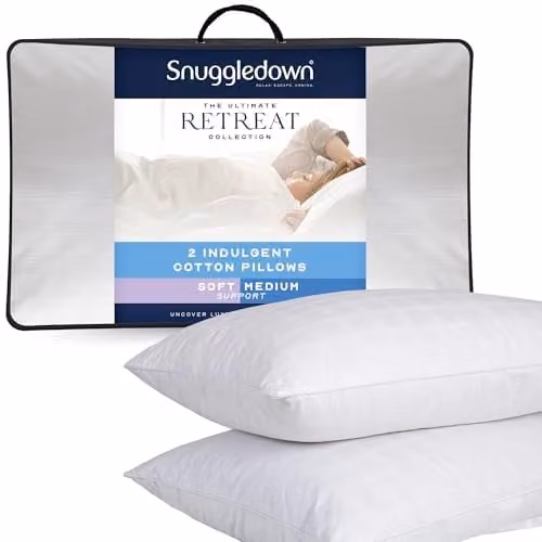 Snuggledown 2 Pack White Soft Support Cotton Pillows W/H: 74 x 48 cm