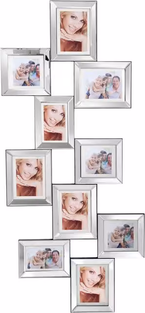 Maison by Premier Orsina 10 Photo Mirrored Multi Photo Frame in Silver
