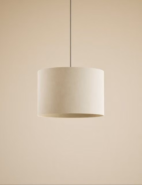 M&S Minimalist Cylinder Fabric Lamp Shade in Beige