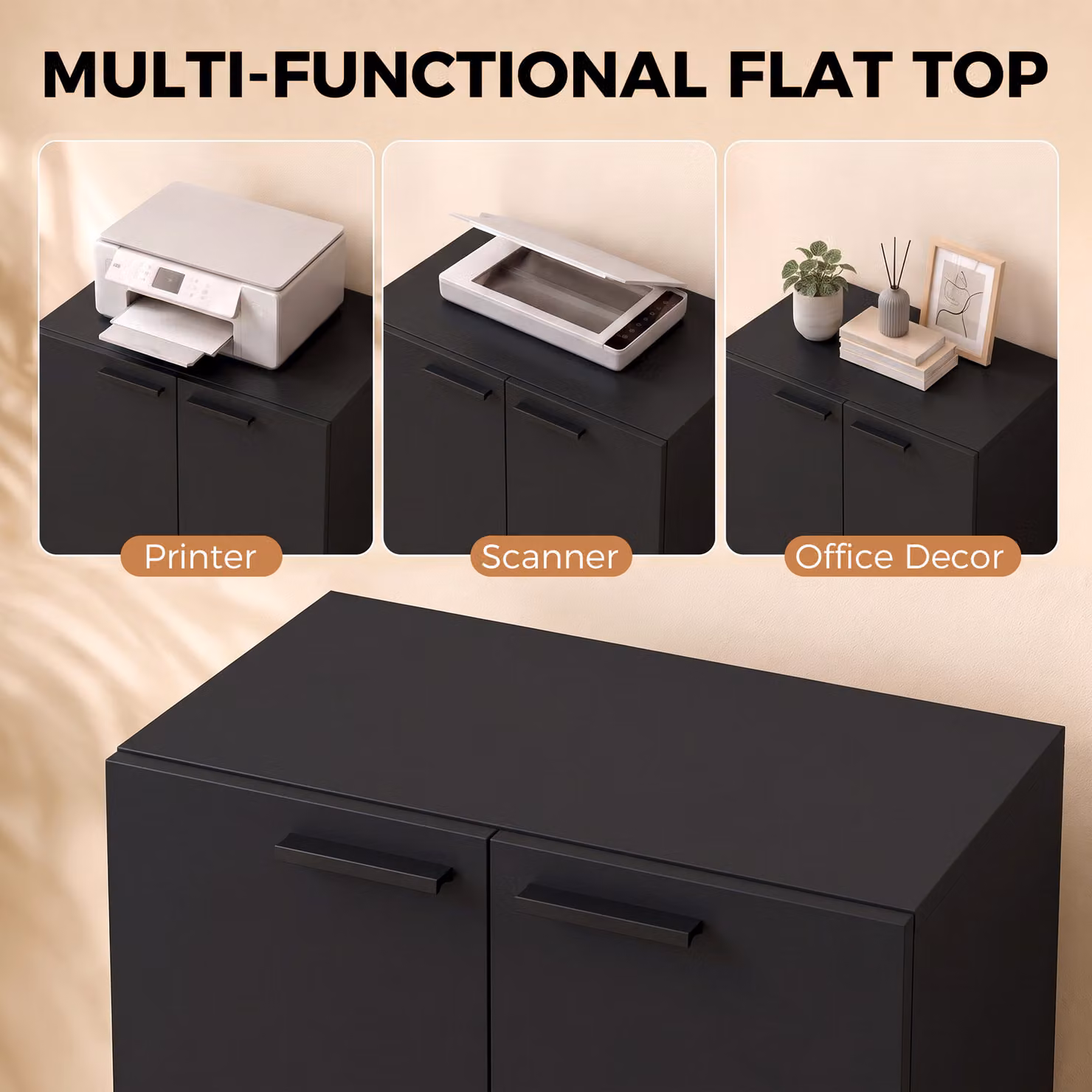 HOMCOM Black Modern Wooden Storage Cabinet with Soft-Close Hinged Doors, H 120 x W 60 x D 31.5 cm – 6