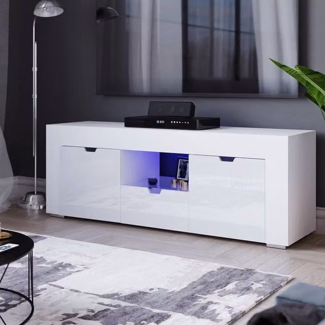 HD Designs Vida Designs Eclipse LED TV Unit with 2 Doors and 1 Drawer in White Glossy Finish