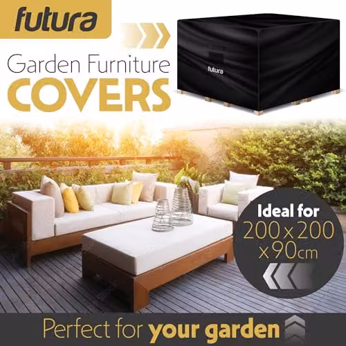 Futura Waterproof Square Garden Furniture Cover in Black, 420D Oxford Fabric, W/D/H: 200 x 200 x 90 cm – 3
