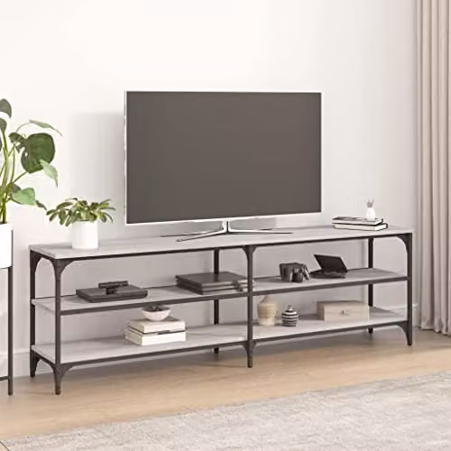 vidaXL Industrial Design TV Cabinet in Brown and Black with Wood and Metal Construction, W/D/H: 160 x 30 x 50 cm – 2
