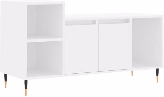 Berkfield Home White TV Cabinet with Hinged Doors and Internal Shelves, W/D/H: 100 x 35 x 55 cm