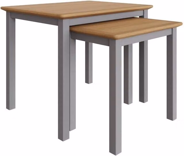 KORVIXA Grey Oak Veneer Nest of 2 Square Coffee Tables