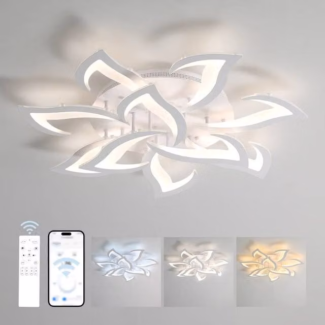 Pheashine Modern Dimmable LED Ceiling Light in White, Diameter: 80 cm
