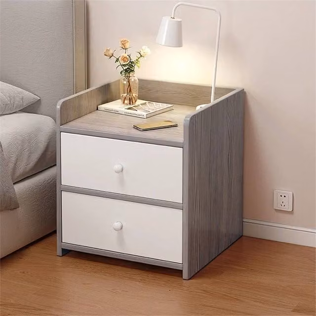 FORGEVIO Classic 2 Drawer Bedside Cabinet in Grey – 1