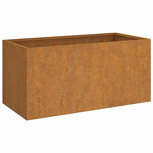 vidaXL Corten Steel Planter Tub, Brown, W: 62 cm, D: 30 cm, H: 29 cm – 1