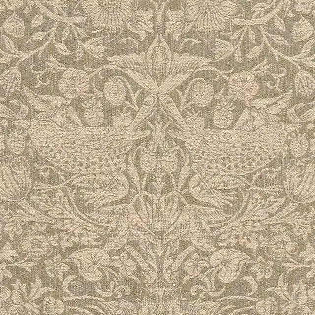 William Morris At Home Strawberry Thief Woven Fabric in Walnut, Brown, Red and Beige