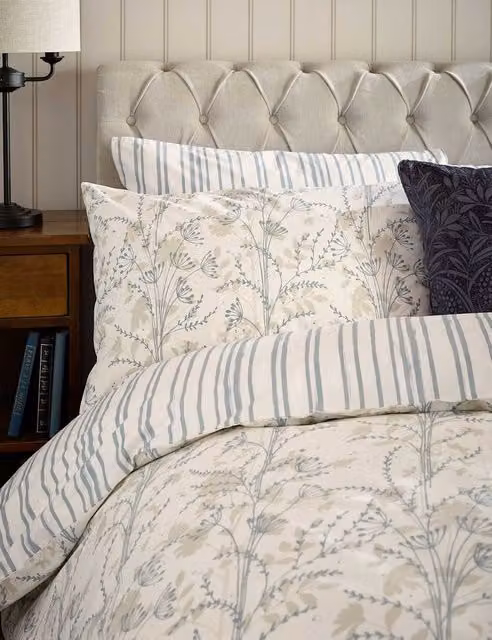 Laura Ashley 2 Pack Fennelton Pure Cotton Percale Pillowcases in Beige and Sand