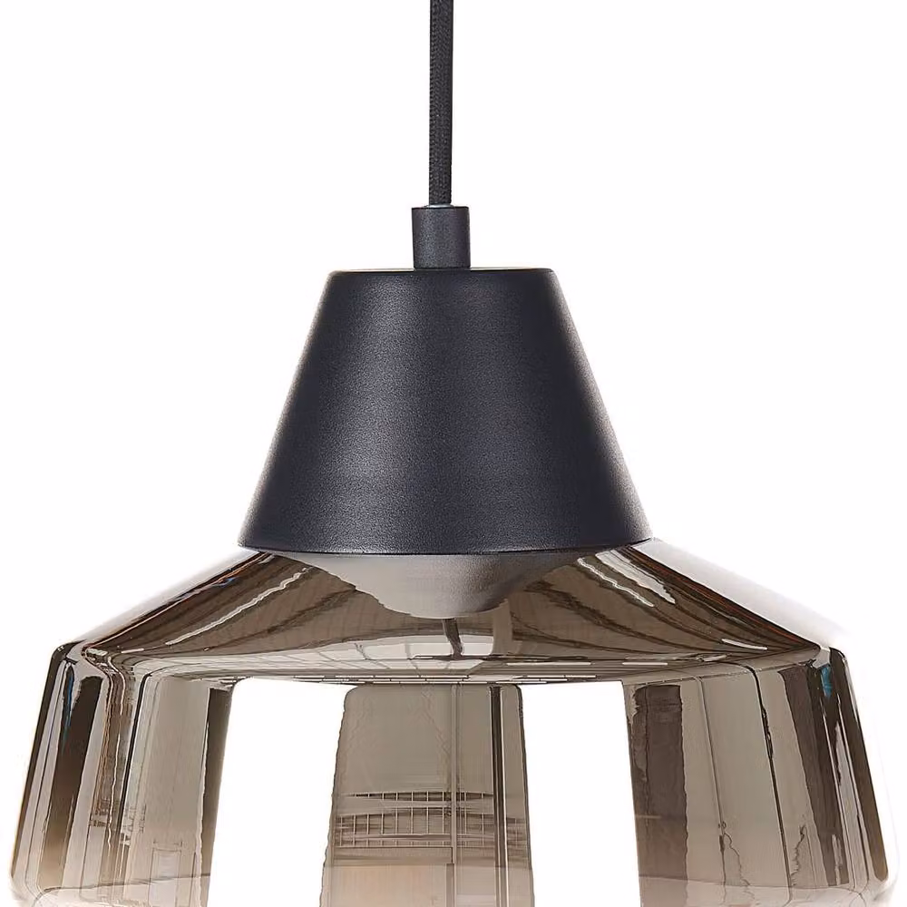 Wyld and Coco Modern Suspended Glass and Metal Pendant Lamp in Black and Gold/Brass – 2